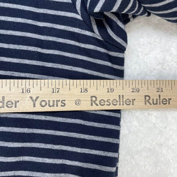 J. JILL Blazer Women's Sz S Cotton Stretch Jacket Navy Blue Gray Stripe Pockets - Picture 3 of 7